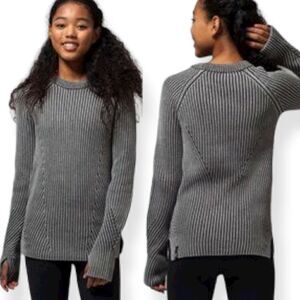 Lululemon Black White Ribbed Long Sleeve Pullover Youth Size 14
